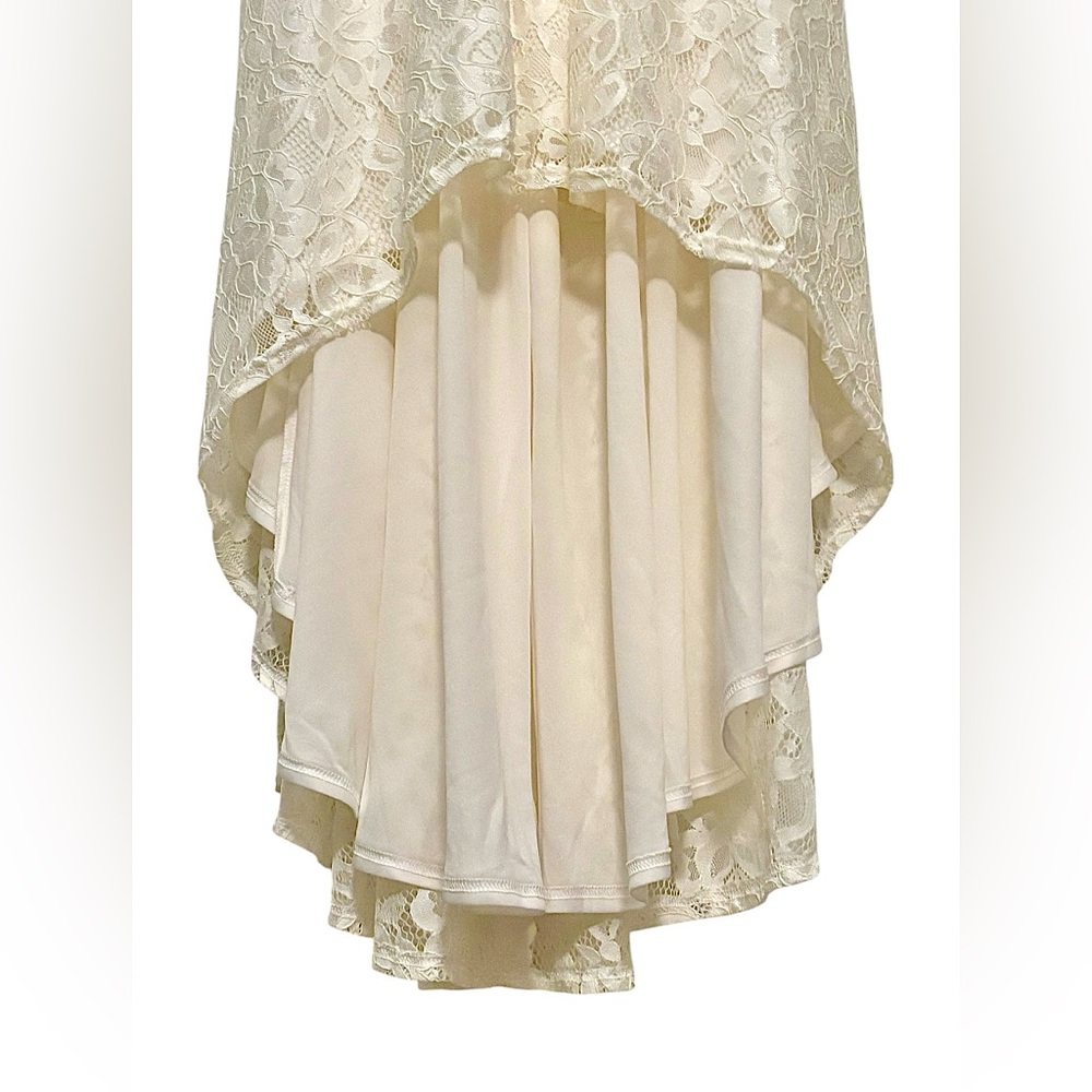 NWT Elegant Off White Ivory Lace High Low Wedding Gown